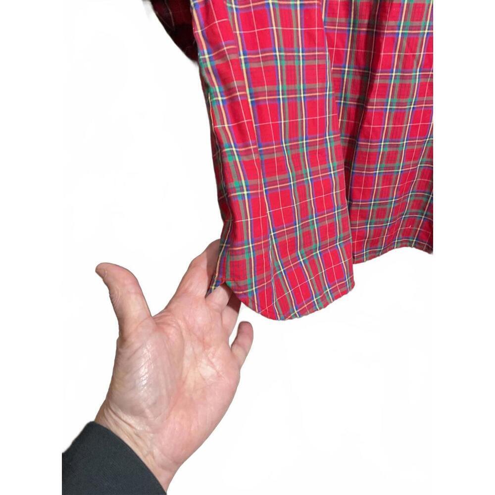 Lands' End Red Plaid No Iron Supima 1/4 button Tunic 20 Womans Pullover - Picture 4 of 9